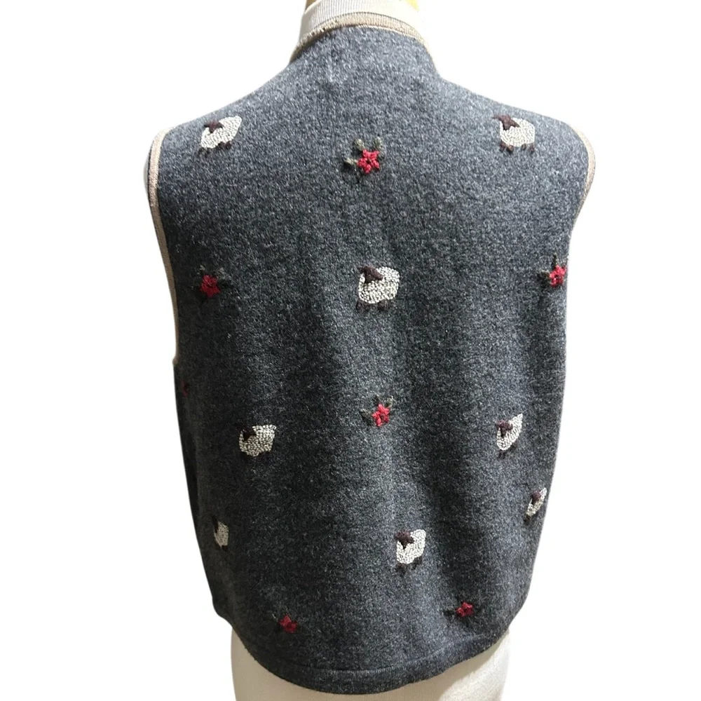 Vintage Woolrich Wool Sheep Vest M - Picture 2 of 4